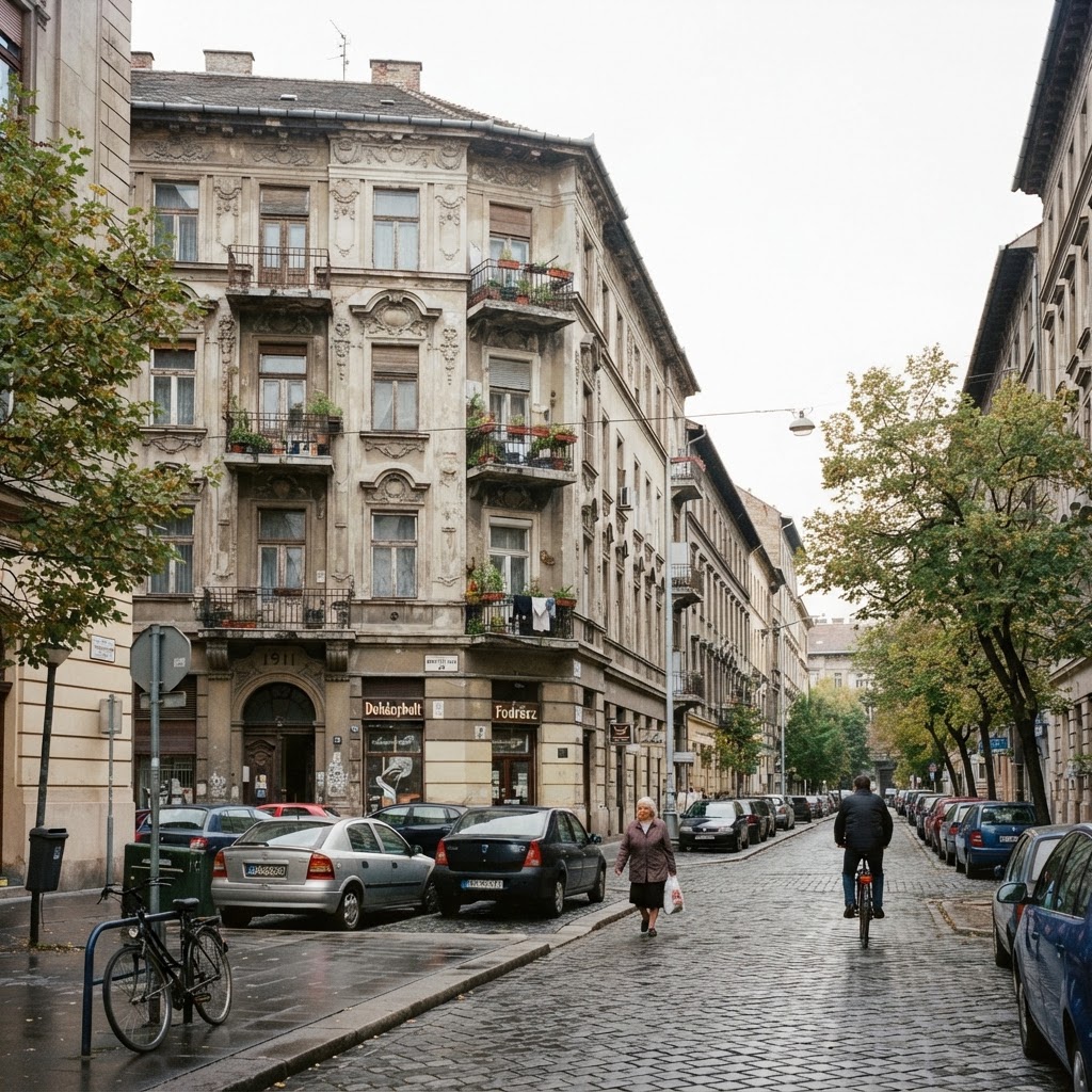 Jellegzetes budapesti lakóépület egy belvárosi utcában